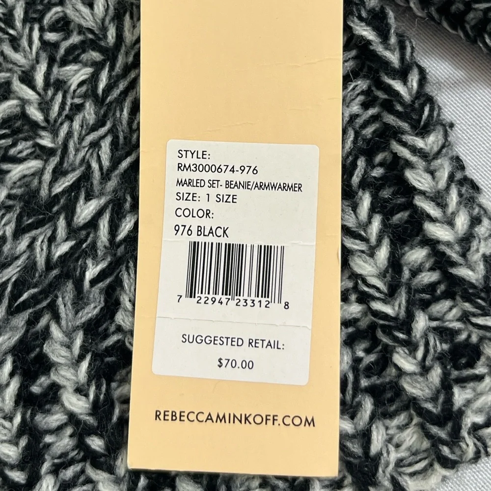 Rebecca Minkoff Beanie & Armwarmer Set - Marled Black